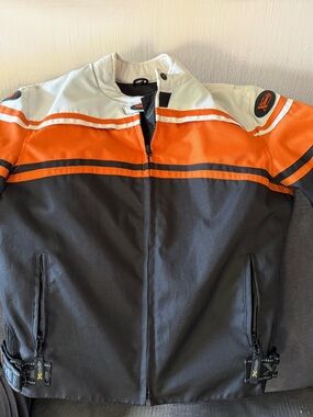 Men's Performance Jacket in Black, Orange & White - Racing Style